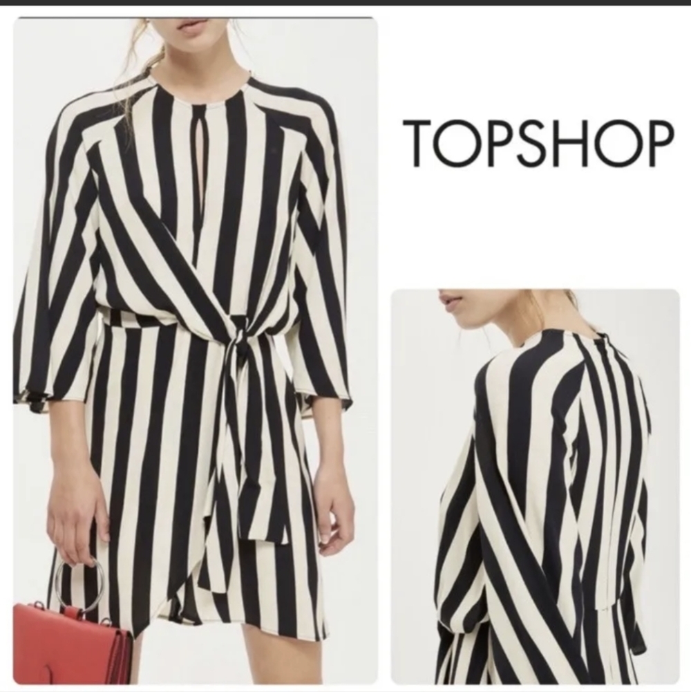 Topshop Stripped Knot Front Dress - Picture 5 of 6